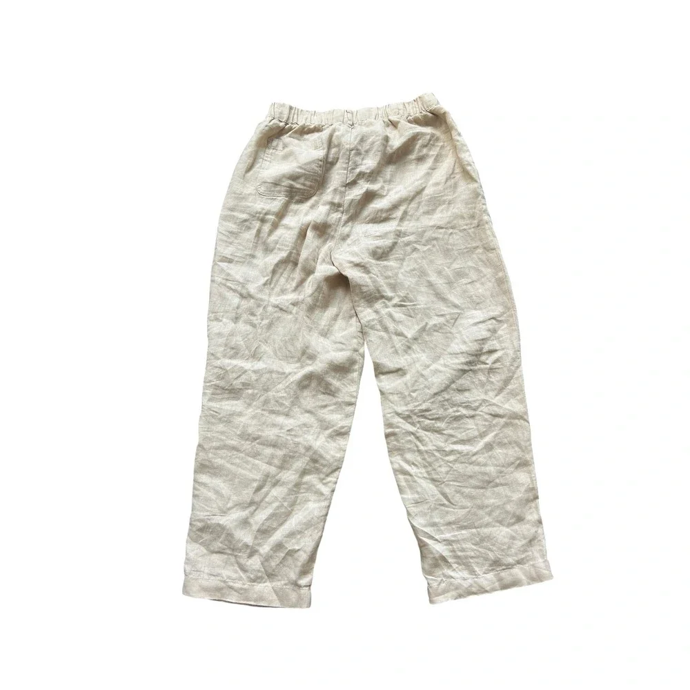 Quince Womens 100% European Linen Elastic Waist Pants Beige Sand Size Small